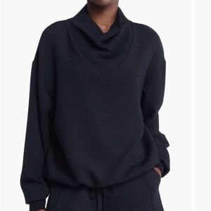 Varley Betsy Funnel Neck Black Drawstring Sweatshirt